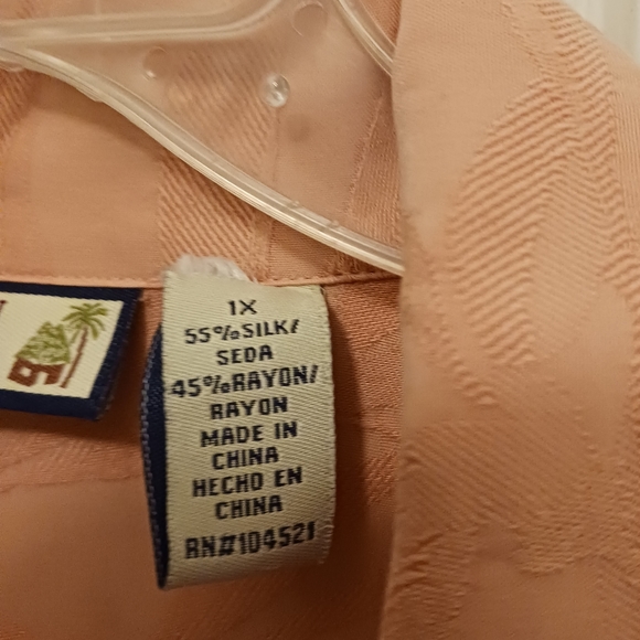 Caribbean Joe Woman Blouse Top Short Sleeve Size 1X Peach - Picture 4 of 8